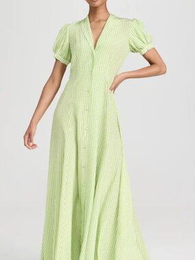 Caroline Constas Gingham Maxi Shirt Dress